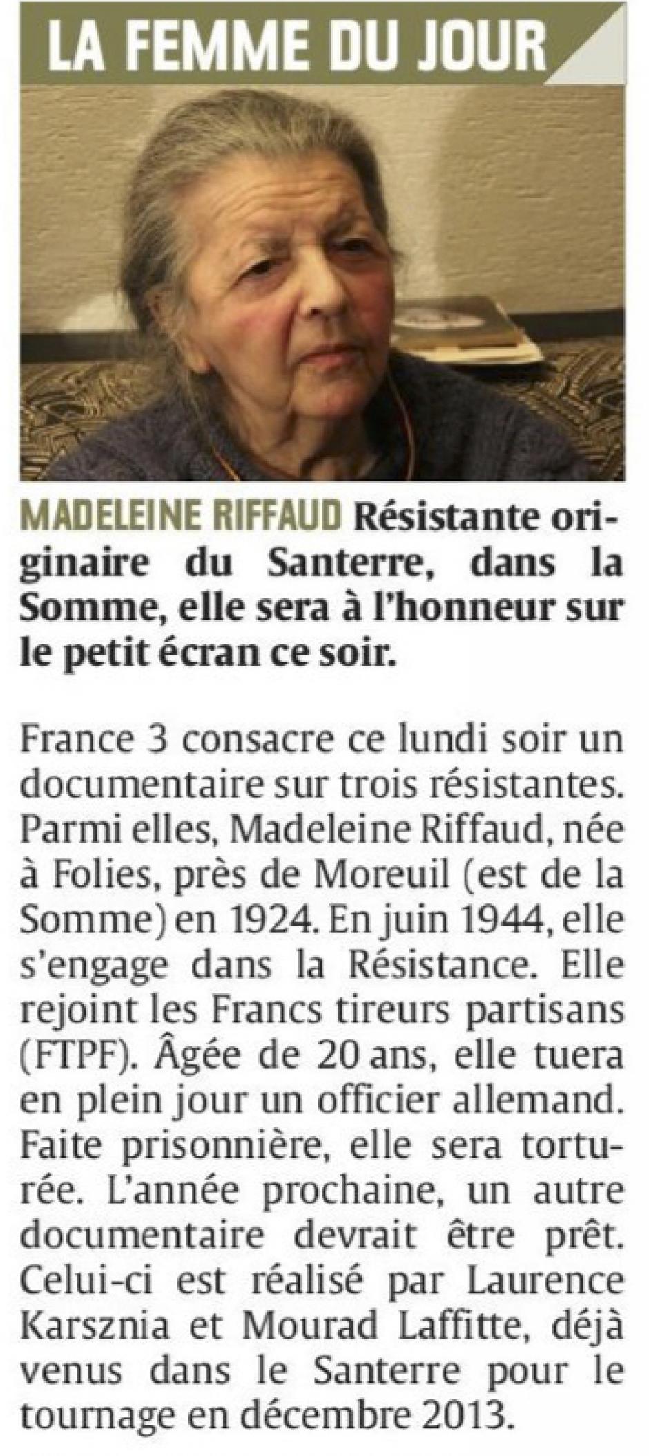 20150525-CP-Santerre-La femme du jour-Madeleine Riffaud