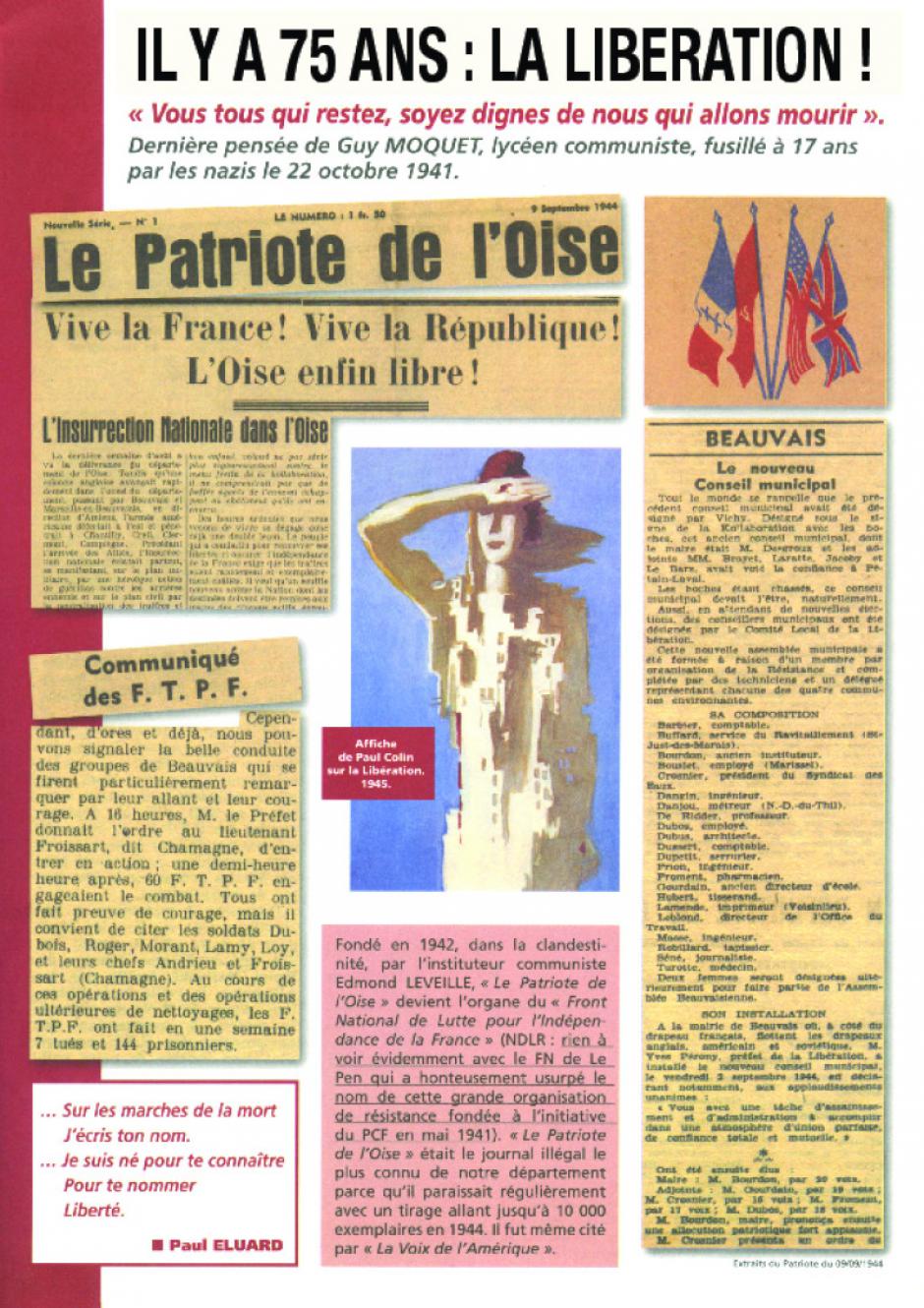 4 pages « Il y a 75 ans : la Libération » - PCF Beauvaisis, 2 septembre 2019