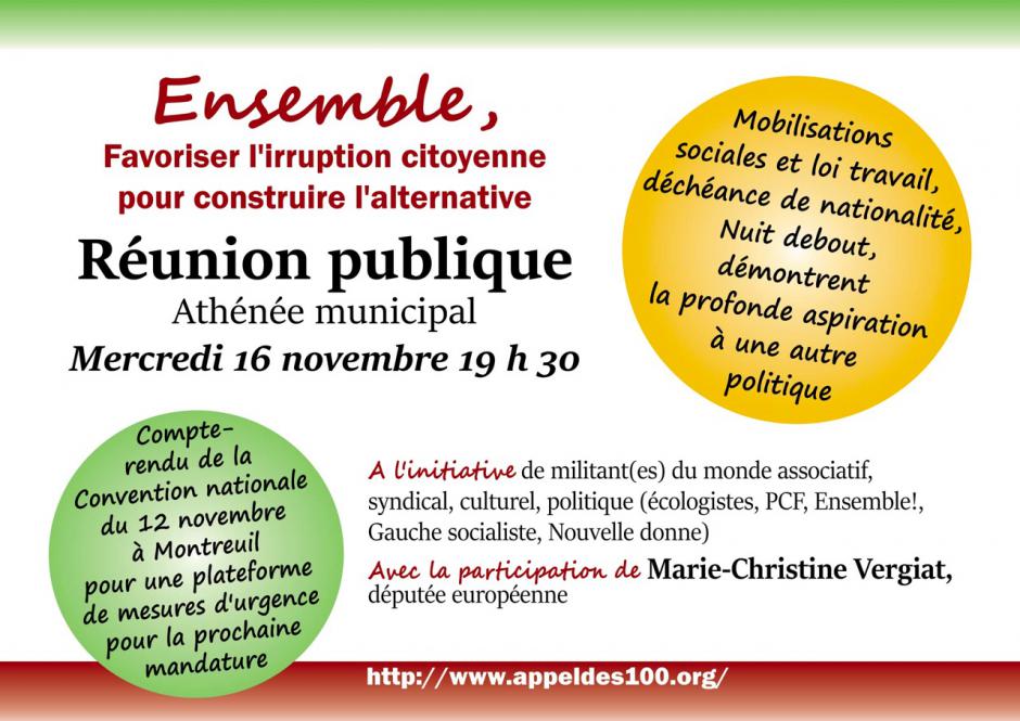 16 novembre // Réunion publique Appel des 100 à Bordeaux