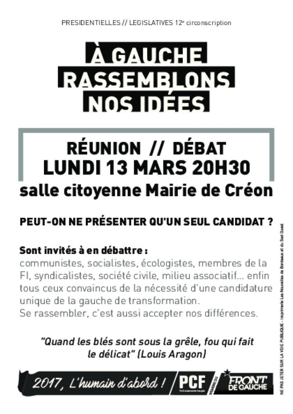 13 mars // Réunion-débat 12e circonscription